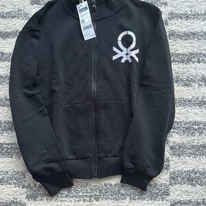 Benetton Black Zip-Up Hoodie
